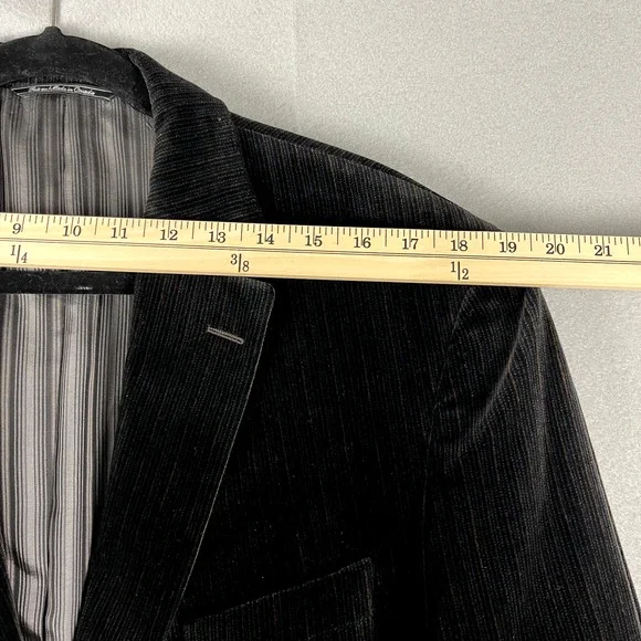 Jack Victor Prossimo Velvet Blazer Sport Coat Mens 44L Black Stripe Cotton Modal